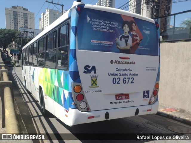 Viação Vaz 02 672 na cidade de Santo André, São Paulo, Brasil, por Rafael Lopes de Oliveira. Número da foto: #10931203.