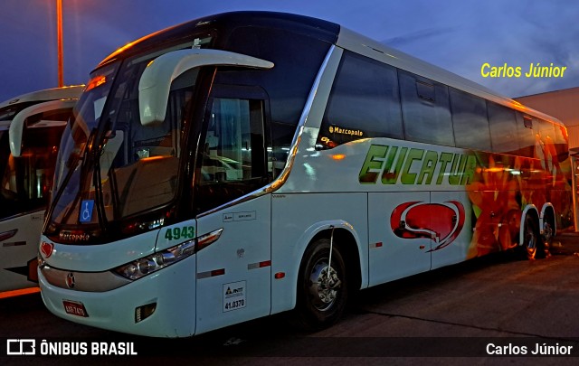 Eucatur - Empresa União Cascavel de Transportes e Turismo 4943 na cidade de Goiânia, Goiás, Brasil, por Carlos Júnior. ID da foto: 10938009.