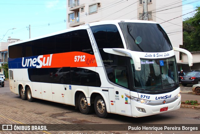 Unesul de Transportes 5712 na cidade de Lajeado, Rio Grande do Sul, Brasil, por Paulo Henrique Pereira Borges. ID da foto: 10937959.