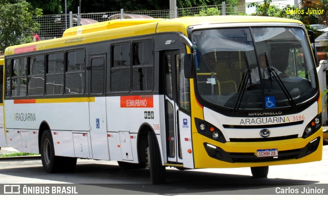 Viação Araguarina 3186 na cidade de Goiânia, Goiás, Brasil, por Carlos Júnior. ID da foto: 11001736.