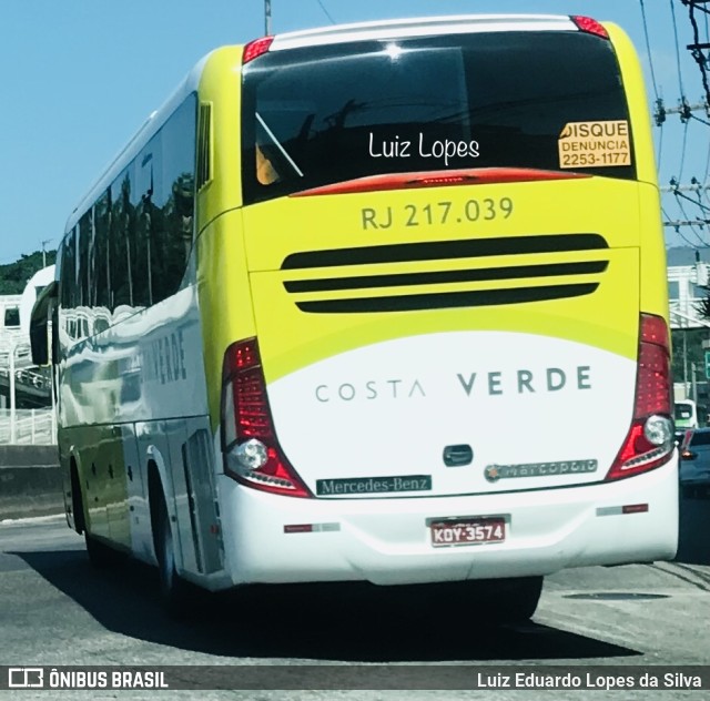 Costa Verde Transportes RJ 217.039 na cidade de Rio de Janeiro, Rio de Janeiro, Brasil, por Luiz Eduardo Lopes da Silva. ID da foto: 11028294.