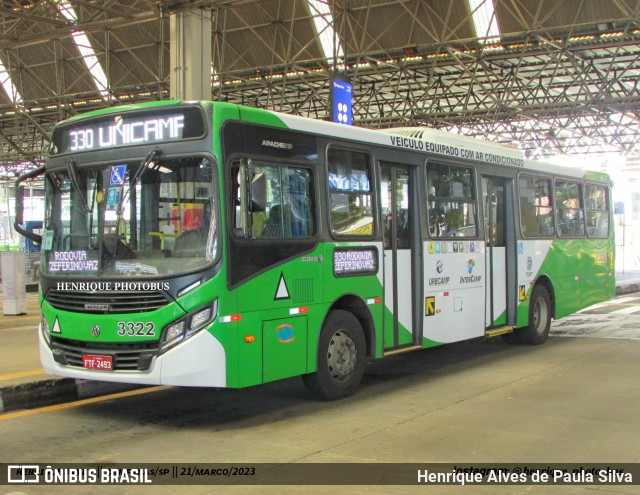 VB Transportes e Turismo 3322 na cidade de Campinas, São Paulo, Brasil, por Henrique Alves de Paula Silva. Número da foto: #11030225.