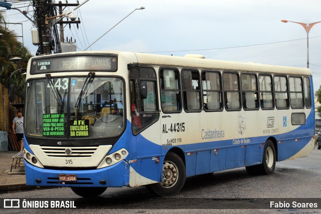 Auto Viação Monte Cristo AL-44315 na cidade de Belém, Pará, Brasil, por Fabio Soares. ID da foto: 11027941.