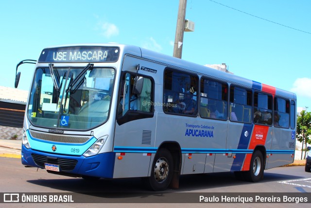 VAL - Viação Apucarana Ltda. 0819 na cidade de Apucarana, Paraná, Brasil, por Paulo Henrique Pereira Borges. Número da foto: #11029736.