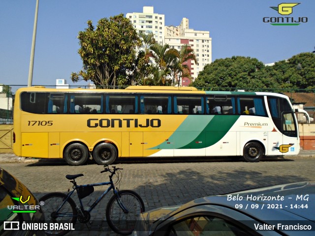 Empresa Gontijo de Transportes 17105 na cidade de Belo Horizonte, Minas Gerais, Brasil, por Valter Francisco. Número da foto: #11031275.