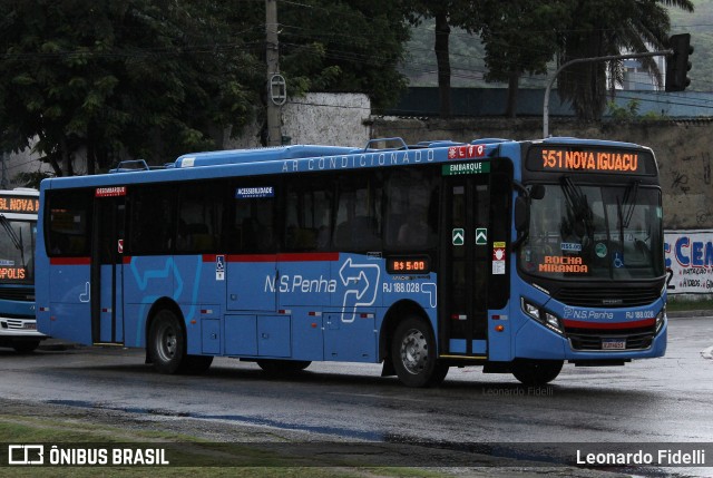 Viação Nossa Senhora da Penha RJ 188.028 na cidade de Nova Iguaçu, Rio de Janeiro, Brasil, por Leonardo Fidelli. ID da foto: 11031620.