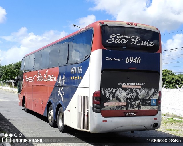 Expresso São Luiz 6940 na cidade de Aracaju, Sergipe, Brasil, por Eder C.  Silva. ID da foto: 11037414.