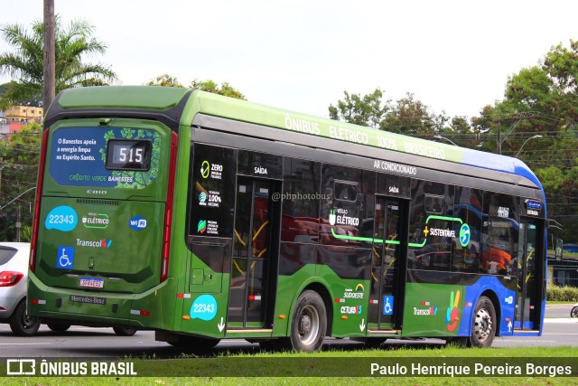 Nova Transporte 22343 na cidade de Vitória, Espírito Santo, Brasil, por Paulo Henrique Pereira Borges. ID da foto: 11040201.