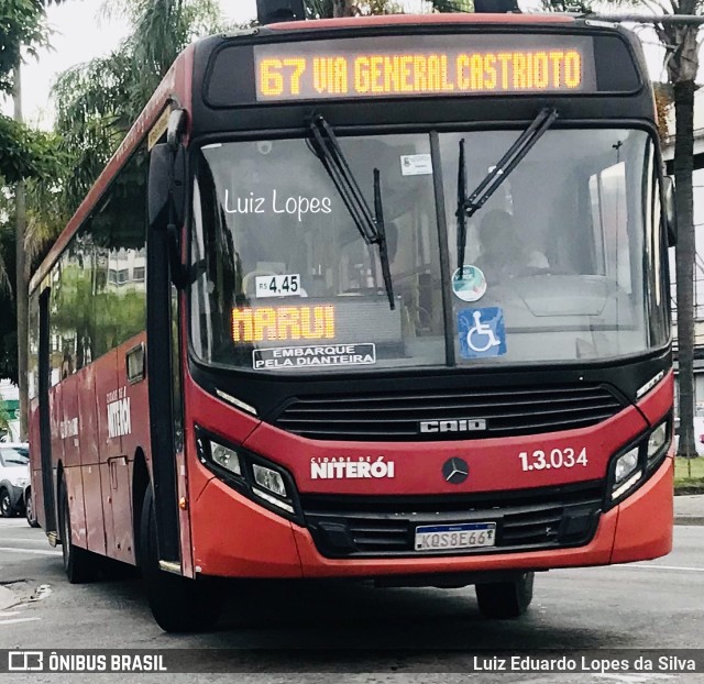 Auto Ônibus Brasília 1.3.034 na cidade de Niterói, Rio de Janeiro, Brasil, por Luiz Eduardo Lopes da Silva. Número da foto: #11042508.