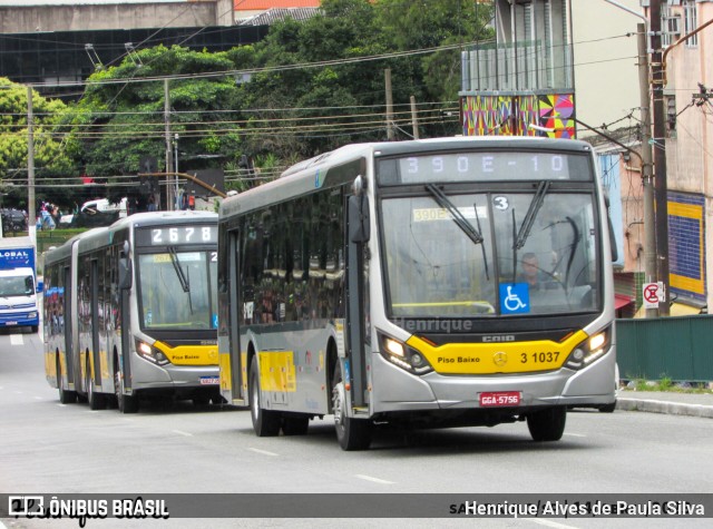 Viação Metrópole Paulista - Zona Leste 3 1037 na cidade de São Paulo, São Paulo, Brasil, por Henrique Alves de Paula Silva. Número da foto: #11043271.