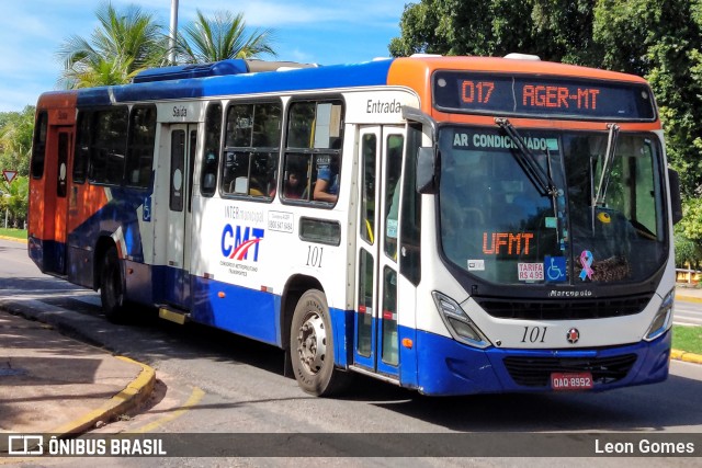 CMT - Consórcio Metropolitano Transportes 101 na cidade de Cuiabá, Mato Grosso, Brasil, por Leon Gomes. ID da foto: 11048476.