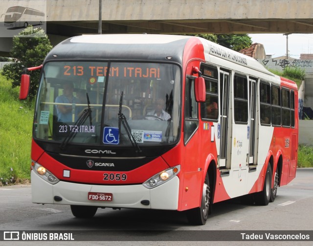 Itajaí Transportes Coletivos 2059 na cidade de Campinas, São Paulo, Brasil, por Tadeu Vasconcelos. ID da foto: 11048953.