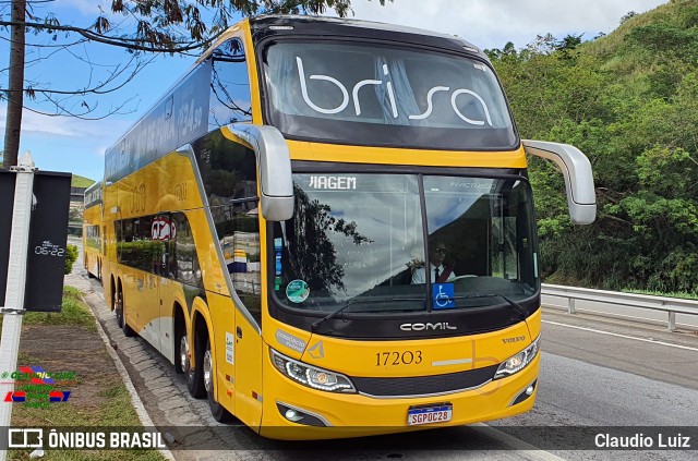 Brisa Ônibus 17203 na cidade de Três Rios, Rio de Janeiro, Brasil, por Claudio Luiz. Número da foto: #11006003.