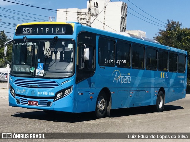 Viação Nossa Senhora do Amparo RJ 186.158 na cidade de Niterói, Rio de Janeiro, Brasil, por Luiz Eduardo Lopes da Silva. ID da foto: 11052448.