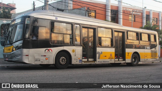 Viação Metrópole Paulista - Zona Leste 3 1482 na cidade de São Paulo, São Paulo, Brasil, por Jefferson Nascimento de Sousa. ID da foto: 11051315.