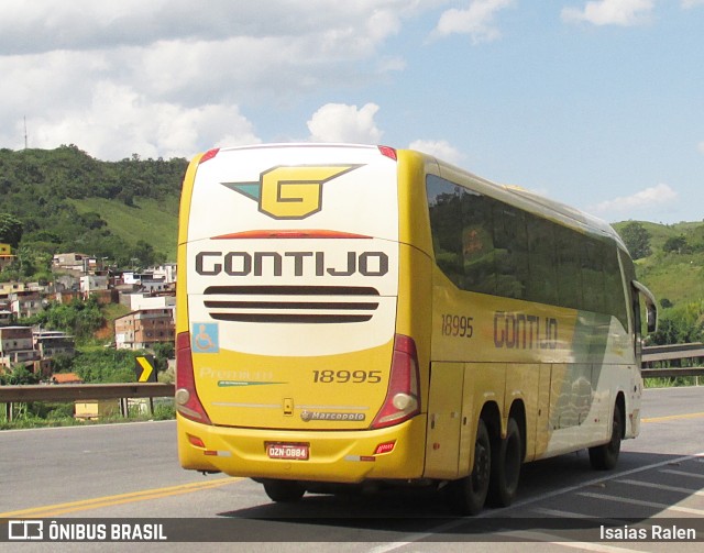 Empresa Gontijo de Transportes 18995 na cidade de Santos Dumont, Minas Gerais, Brasil, por Isaias Ralen. ID da foto: 11061144.