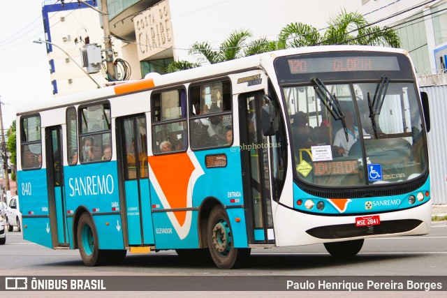 Viação Sanremo 840 na cidade de Vila Velha, Espírito Santo, Brasil, por Paulo Henrique Pereira Borges. Número da foto: #11063940.