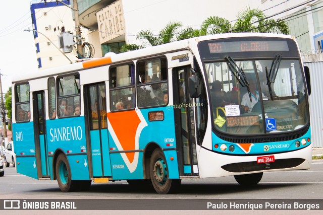 Viação Sanremo 840 na cidade de Vila Velha, Espírito Santo, Brasil, por Paulo Henrique Pereira Borges. ID da foto: 11063940.