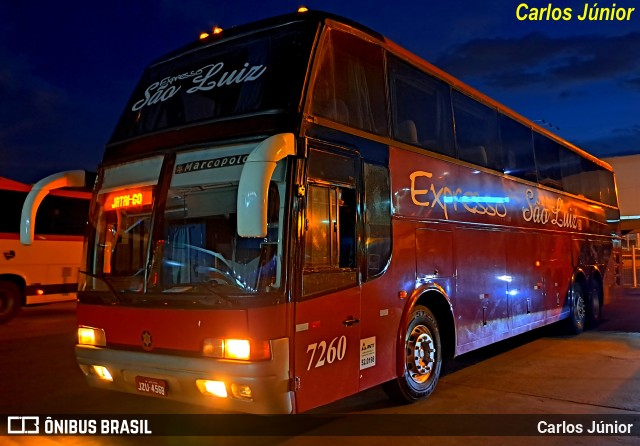 Expresso São Luiz 7260 na cidade de Goiânia, Goiás, Brasil, por Carlos Júnior. Número da foto: #11064759.