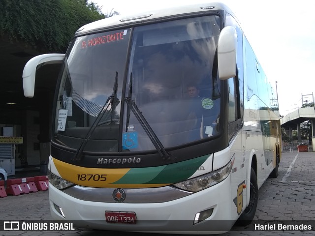 Empresa Gontijo de Transportes 18705 na cidade de Belo Horizonte, Minas Gerais, Brasil, por Hariel Bernades. ID da foto: 11069677.