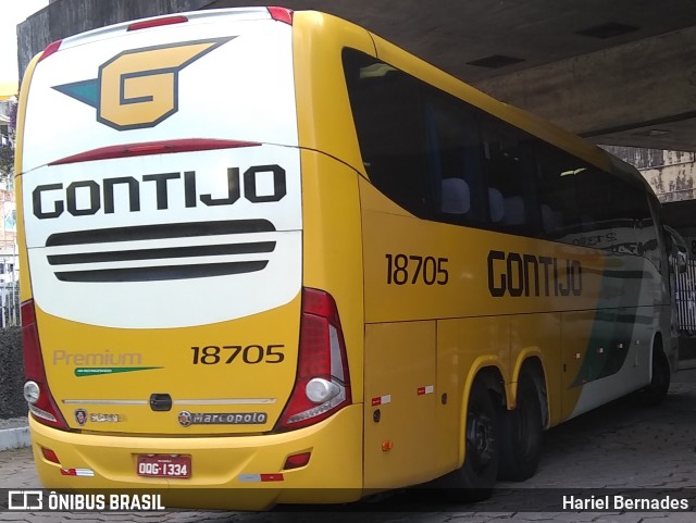 Empresa Gontijo de Transportes 18705 na cidade de Belo Horizonte, Minas Gerais, Brasil, por Hariel Bernades. ID da foto: 11069681.