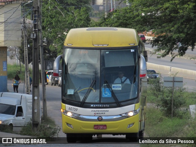 Viação Itapemirim 60759 na cidade de Caruaru, Pernambuco, Brasil, por Lenilson da Silva Pessoa. ID da foto: 11074880.