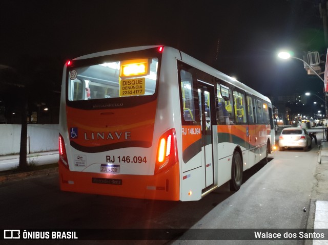 Linave Transportes RJ 146.094 na cidade de Belford Roxo, Rio de Janeiro, Brasil, por Walace dos Santos. ID da foto: 11073819.