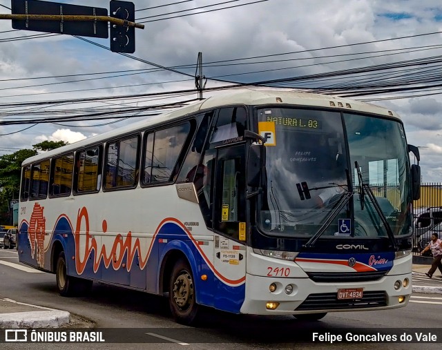 Turismo e Fretamento Orion Transportes 2910 na cidade de São Paulo, São Paulo, Brasil, por Felipe Goncalves do Vale. ID da foto: 11015917.