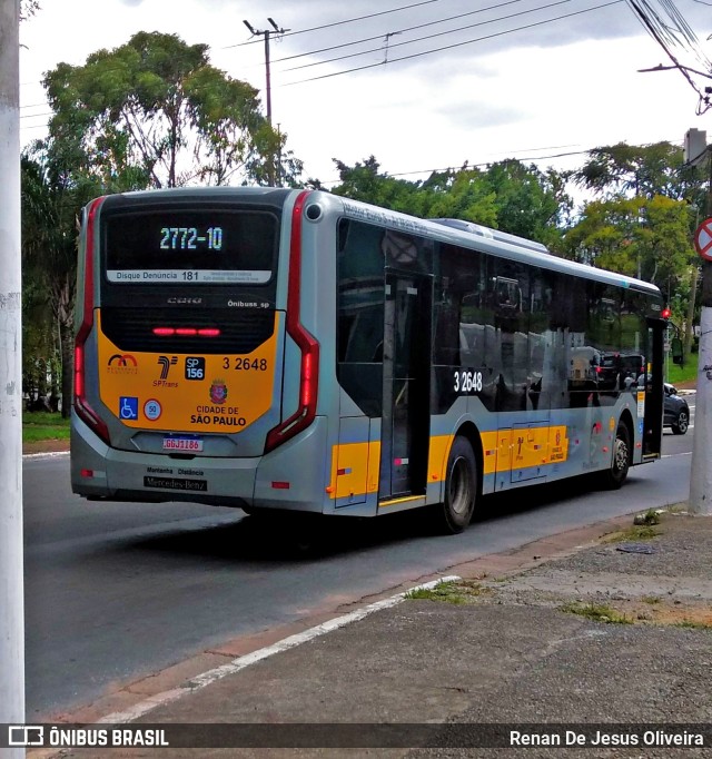 Viação Metrópole Paulista - Zona Leste 3 2648 na cidade de São Paulo, São Paulo, Brasil, por Renan De Jesus Oliveira. Número da foto: #11015890.