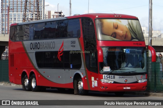 Viação Ouro Branco 15418 na cidade de São Paulo, São Paulo, Brasil, por Paulo Henrique Pereira Borges. ID da foto: 11019312.