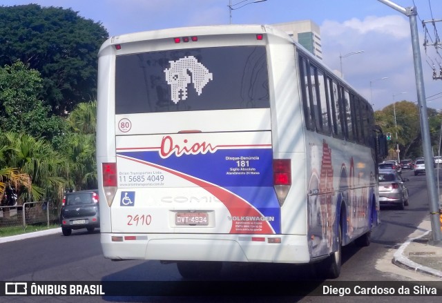 Turismo e Fretamento Orion Transportes 2910 na cidade de São Paulo, São Paulo, Brasil, por Diego Cardoso da Silva. ID da foto: 11017148.