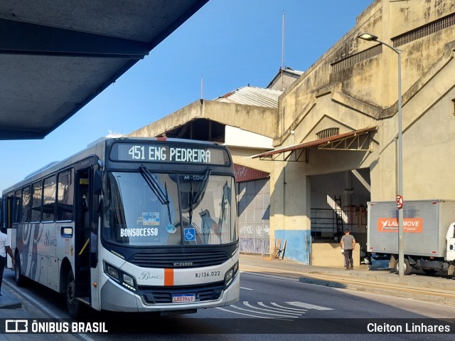 Transportes Blanco RJ 136.022 na cidade de Rio de Janeiro, Rio de Janeiro, Brasil, por Cleiton Linhares. ID da foto: 11018453.