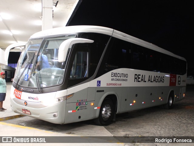 Real Alagoas de Viação 3102 na cidade de Caruaru, Pernambuco, Brasil, por Rodrigo Fonseca. ID da foto: 11020825.