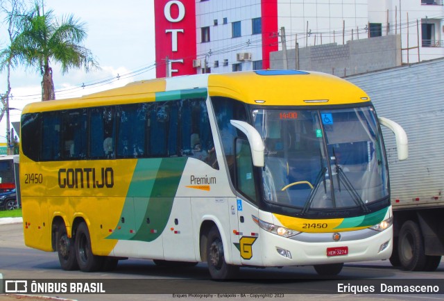 Empresa Gontijo de Transportes 21450 na cidade de Eunápolis, Bahia, Brasil, por Eriques  Damasceno. ID da foto: 11020849.