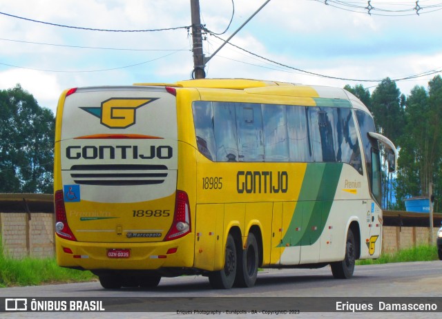 Empresa Gontijo de Transportes 18985 na cidade de Eunápolis, Bahia, Brasil, por Eriques  Damasceno. ID da foto: 11081582.