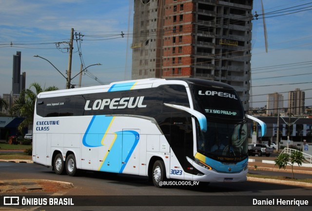 LopeSul Transportes - Lopes e Oliveira Transportes e Turismo - Lopes Sul 3023 na cidade de Rio Verde, Goiás, Brasil, por Daniel Henrique. ID da foto: 11108457.