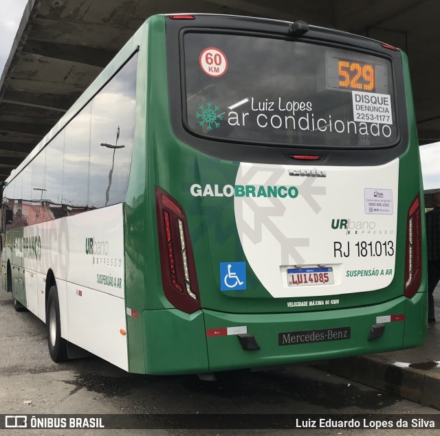 Viação Galo Branco RJ 181.013 na cidade de Niterói, Rio de Janeiro, Brasil, por Luiz Eduardo Lopes da Silva. Número da foto: #11109069.