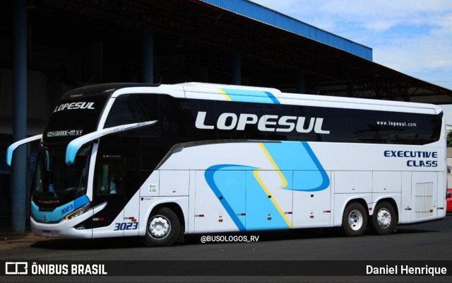 LopeSul Transportes - Lopes e Oliveira Transportes e Turismo - Lopes Sul 3023 na cidade de Rio Verde, Goiás, Brasil, por Daniel Henrique. ID da foto: 11108448.