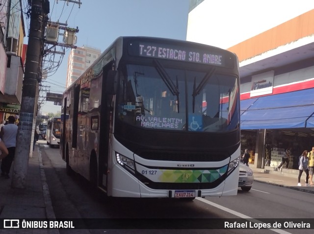 Viação Guaianazes 01 127 na cidade de Santo André, São Paulo, Brasil, por Rafael Lopes de Oliveira. ID da foto: 11109670.