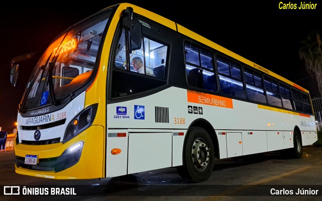 Viação Araguarina 3188 na cidade de Goiânia, Goiás, Brasil, por Carlos Júnior. ID da foto: 11112719.