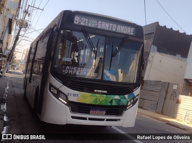 Viação Guaianazes 01 105 na cidade de Santo André, São Paulo, Brasil, por Rafael Lopes de Oliveira. Número da foto: #11120387.
