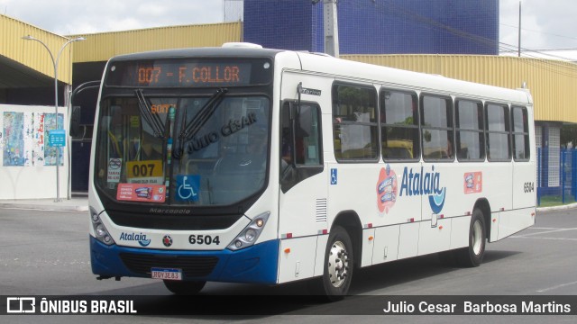 Viação Atalaia Transportes 6504 na cidade de Aracaju, Sergipe, Brasil, por Julio Cesar  Barbosa Martins. ID da foto: 11121738.