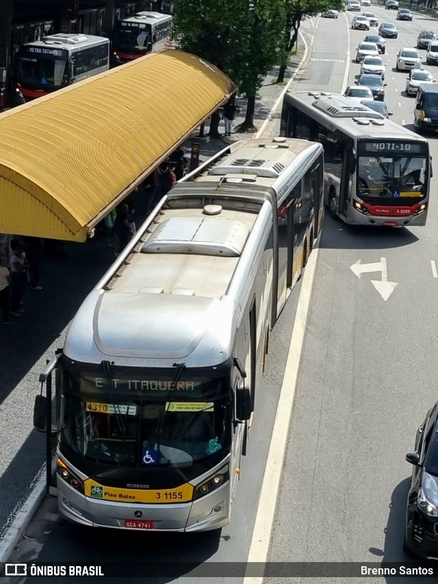 Viação Metrópole Paulista - Zona Leste 3 1155 na cidade de São Paulo, São Paulo, Brasil, por Brenno Santos. ID da foto: 11127700.