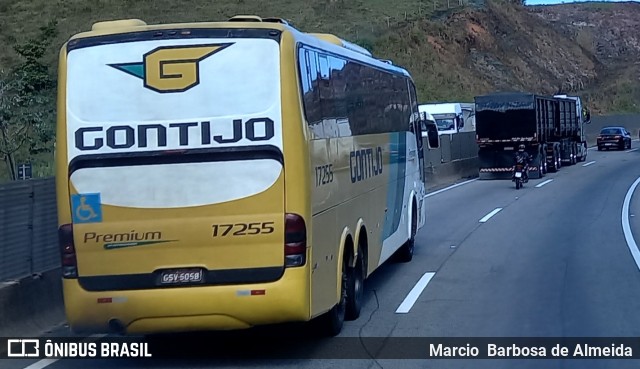 Empresa Gontijo de Transportes 17255 na cidade de Barra Mansa, Rio de Janeiro, Brasil, por Marcio  Barbosa de Almeida. ID da foto: 11128231.