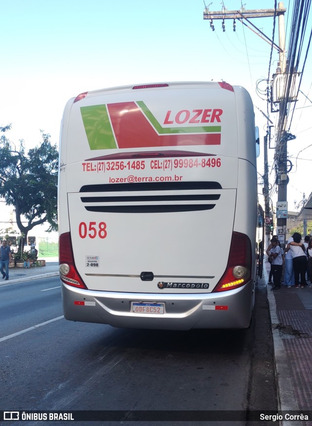 Viação Lozer 058 na cidade de Vitória, Espírito Santo, Brasil, por Sergio Corrêa. Número da foto: #11128159.