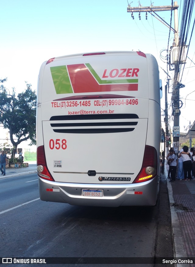 Viação Lozer 058 na cidade de Vitória, Espírito Santo, Brasil, por Sergio Corrêa. ID da foto: 11128159.