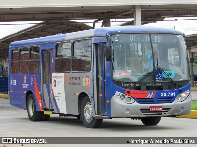 Empresa de Ônibus Vila Galvão 30.791 na cidade de Guarulhos, São Paulo, Brasil, por Henrique Alves de Paula Silva. ID da foto: 11130868.