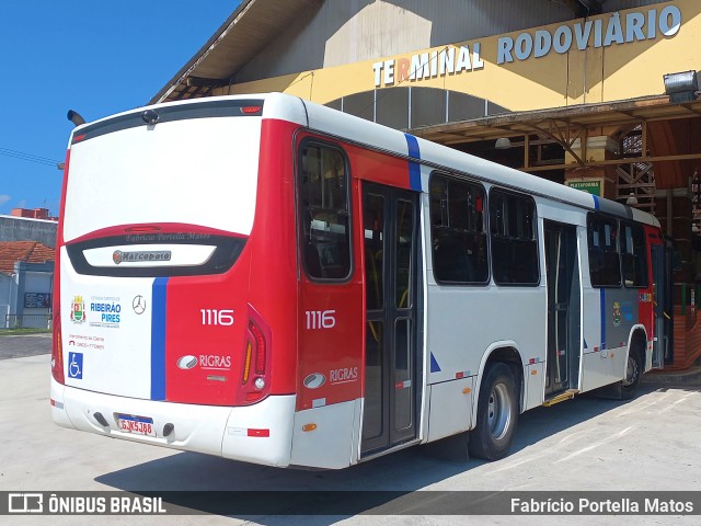 Rigras Transporte Coletivo e Turismo 1116 na cidade de Ribeirão Pires, São Paulo, Brasil, por Fabrício Portella Matos. ID da foto: 11134611.