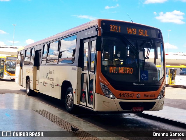 Auto Viação Marechal Brasília 445347 na cidade de Brasília, Distrito Federal, Brasil, por Brenno Santos. ID da foto: 11138535.