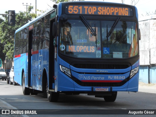 Viação Nossa Senhora da Penha RJ 188.043 na cidade de Nova Iguaçu, Rio de Janeiro, Brasil, por Augusto César. ID da foto: 11141815.